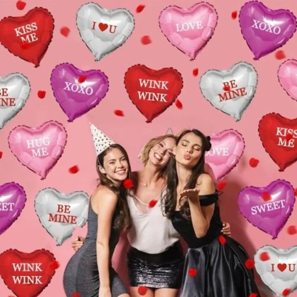 NEW Valentines Heart Balloon Set‎ Rose Petals Love XO Romantic Party Decor Foil
